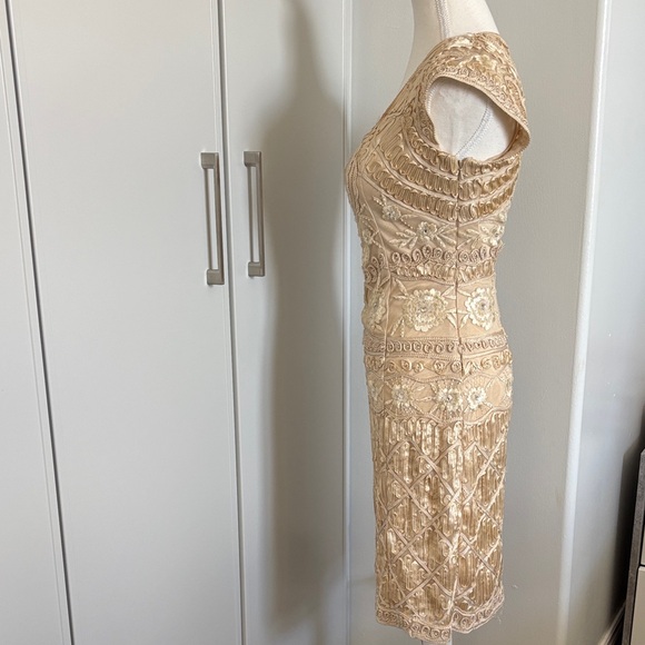 Sue Wong Beige Lace Mini Dress - Picture 3 of 11